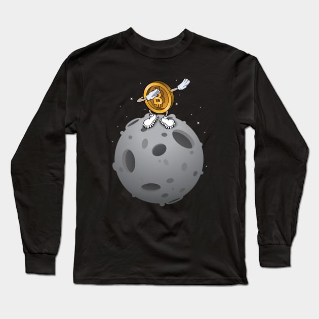 Bitcoin Dabbing on the Moon - BTC Crypto Hodler Long Sleeve T-Shirt by Biped Stuff